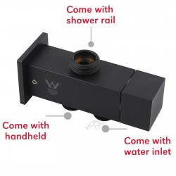 8 inch Square Black Twin Shower Set Top/Bottom Inlet